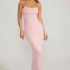 Rochie maxi Palermo cu guler cowl și bretele bandeau, decorată, în nuanța Blush Rochie maxi Palermo cu guler cowl și bretele bandeau, decorată, în nuanța Blush