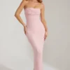 Rochie maxi Palermo cu guler cowl și bretele bandeau, decorată, în nuanța Blush Rochie maxi Palermo cu guler cowl și bretele bandeau, decorată, în nuanța Blush