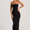 Rochie maxi Palermo cu guler tip cowl și decorațiuni, culoare negru