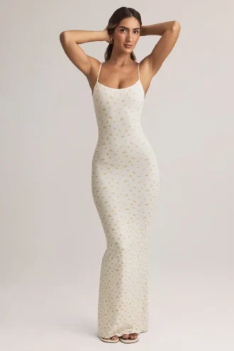 Rochie maxi Salma din modal, cu decolteu rotund și bretele, cu imprimeu floral Rochie maxi Salma din modal, cu decolteu rotund și bretele, cu imprimeu floral