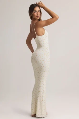 Rochie maxi Salma din modal, cu decolteu rotund și bretele, cu imprimeu floral Rochie maxi Salma din modal, cu decolteu rotund și bretele, cu imprimeu floral