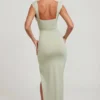 Rochie maxi Sloane cu decupaj adânc și decolteu în V, de culoare salvie Rochie maxi Sloane cu decupaj adânc și decolteu în V, de culoare salvie