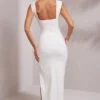 Rochie maxi Sloane cu decupaj adânc și fanta înaltă, în culoarea alb Rochie maxi Sloane cu decupaj adânc și fanta înaltă, în culoarea alb
