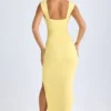 Rochie maxi Sloane din modal, cu decolteu adânc și fante pe coapse, în culoarea Lemon Sherbet Rochie maxi Sloane din modal, cu decolteu adânc și fante pe coapse, în culoarea Lemon Sherbet