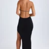 Rochie maxi Solaria cu decupaje și gât halter, negru Rochie maxi Solaria cu decupaje și gât halter, negru