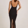 Rochie maxi Soreia cu gât pătrat din Modal, negru