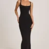 Rochie maxi Soreia cu gât pătrat din Modal, negru