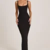 Rochie maxi Soreia cu gât pătrat din Modal, negru