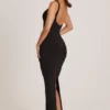 Rochie maxi Soreia cu gât pătrat din Modal, negru
