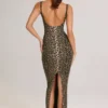 Rochie maxi Soreia din modal cu gât pătrat și imprimeu leopard Rochie maxi Soreia din modal cu gât pătrat și imprimeu leopard
