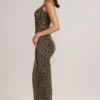 Rochie maxi Soreia din modal cu gât pătrat și imprimeu leopard Rochie maxi Soreia din modal cu gât pătrat și imprimeu leopard