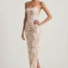 Rochie maxi Tavira cu decolteu rotund și spate decupat, decorată, în culoarea ivoriu Rochie maxi Tavira cu decolteu rotund și spate decupat, decorată, în culoarea ivoriu
