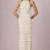 Rochie maxi Tove cu volane, fără spate și cu gât halter, în culoarea Ivory Rochie maxi Tove cu volane, fără spate și cu gât halter, în culoarea Ivory