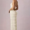 Rochie maxi Tove cu volane, fără spate și cu gât halter, în culoarea Ivory Rochie maxi Tove cu volane, fără spate și cu gât halter, în culoarea Ivory