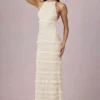 Rochie maxi Tove cu volane, fără spate și cu gât halter, în culoarea Ivory Rochie maxi Tove cu volane, fără spate și cu gât halter, în culoarea Ivory
