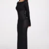 Rochie maxi transparentă cu mâneci lungi și spate decupat Frances, în negru Rochie maxi transparentă cu mâneci lungi și spate decupat Frances, în negru