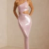 Rochie maxi transparentă cu paiete și decupaj pe un umăr Isabel, în nuanța liliac Rochie maxi transparentă cu paiete și decupaj pe un umăr Isabel, în nuanța liliac