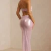 Rochie maxi transparentă cu paiete și decupaj pe un umăr Isabel, în nuanța liliac Rochie maxi transparentă cu paiete și decupaj pe un umăr Isabel, în nuanța liliac