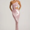 Rochie maxi transparentă cu paiete și decupaj pe un umăr Isabel, în nuanța liliac Rochie maxi transparentă cu paiete și decupaj pe un umăr Isabel, în nuanța liliac
