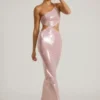 Rochie maxi transparentă cu paiete și decupaj pe un umăr Isabel, în nuanța liliac Rochie maxi transparentă cu paiete și decupaj pe un umăr Isabel, în nuanța liliac