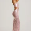 Rochie maxi transparentă cu paiete și decupaj pe un umăr Isabel, în nuanța liliac Rochie maxi transparentă cu paiete și decupaj pe un umăr Isabel, în nuanța liliac