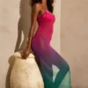 Rochie maxi transparentă Sorbetto în verde multicolor Rochie maxi transparentă Sorbetto în verde multicolor