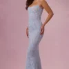 Rochie maxi Valora cu decolteu pătrat și ornamente, în albastru pudră Rochie maxi Valora cu decolteu pătrat și ornamente, în albastru pudră