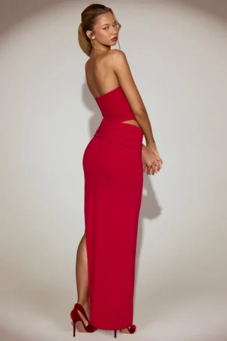 Rochie maxi Zorya din jersey moale, cu decupaje, în culoarea True Red Rochie maxi Zorya din jersey moale, cu decupaje, în culoarea True Red