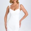 Rochie micro mini Amaria cu decolteu în formă de inimă, în culoare albă Rochie micro mini Amaria cu decolteu în formă de inimă, în culoare albă