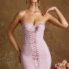Rochie micro mini Emira cu corset cu șireturi și bandou, în nuanța mauve Rochie micro mini Emira cu corset cu șireturi și bandou, în nuanța mauve