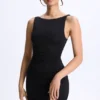 Rochie micro mini Ione din modal, cu volane și croi în A, de culoare neagră Rochie micro mini Ione din modal, cu volane și croi în A, de culoare neagră