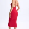 Rochie Midaxi Lois Modal cu decolteu adânc și spate decupat, în roșu cireș Rochie Midaxi Lois Modal cu decolteu adânc și spate decupat, în roșu cireș