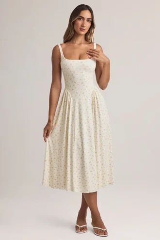 Rochie midi A-line Aireen din modal cu imprimeu floral Rochie midi A-line Aireen din modal cu imprimeu floral