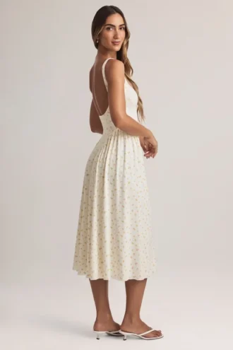 Rochie midi A-line Aireen din modal cu imprimeu floral Rochie midi A-line Aireen din modal cu imprimeu floral