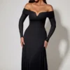 Rochie midi A-line cu dantelă și umeri decupați Nerissa, negru Rochie midi A-line cu dantelă și umeri decupați Nerissa, negru