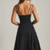 Rochie midi A-line cu detaliu fundă Mallory, negru Rochie midi A-line cu detaliu fundă Mallory, negru