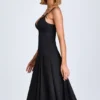 Rochie midi A-line cu detaliu fundă Mallory, negru Rochie midi A-line cu detaliu fundă Mallory, negru