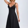 Rochie midi A-line cu detaliu fundă Mallory, negru Rochie midi A-line cu detaliu fundă Mallory, negru