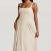Rochie midi A-line din modal Aireen, culoare ivoriu Rochie midi A-line din modal Aireen, culoare ivoriu