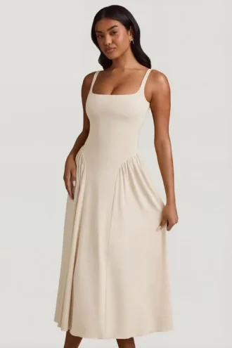 Rochie midi A-line din modal Aireen, culoare ivoriu