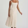Rochie midi A-line din modal Aireen, culoare ivoriu Rochie midi A-line din modal Aireen, culoare ivoriu