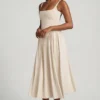 Rochie midi A-line din modal Aireen, culoare ivoriu Rochie midi A-line din modal Aireen, culoare ivoriu
