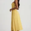 Rochie midi A-line din modal Aireen, galben pastel Rochie midi A-line din modal Aireen, galben pastel
