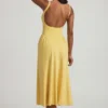 Rochie midi A-line din modal Aireen, galben pastel Rochie midi A-line din modal Aireen, galben pastel
