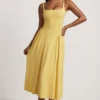 Rochie midi A-line din modal Aireen, galben pastel Rochie midi A-line din modal Aireen, galben pastel