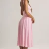 Rochie midi A-line din modal Aireen, roz pastel Rochie midi A-line din modal Aireen, roz pastel
