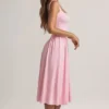 Rochie midi A-line din modal Aireen, roz pastel Rochie midi A-line din modal Aireen, roz pastel