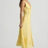 Rochie midi A-line din poplin de bumbac Aralisse, în galben pastel Rochie midi A-line din poplin de bumbac Aralisse, în galben pastel