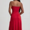 Rochie midi A-line fără bretele din jersey elastic Joely, în culoarea True Red Rochie midi A-line fără bretele din jersey elastic Joely, în culoarea True Red