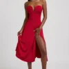 Rochie midi A-line fără bretele din jersey elastic Joely, în culoarea True Red Rochie midi A-line fără bretele din jersey elastic Joely, în culoarea True Red